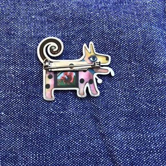 Seeka Dog Pin Art Deco Beaded Jewels Brooch Style Puppy Flowers Yellow Tone - Picture 2 of 12